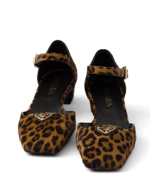 Prada Brown 35Mm Leopard-Print Pumps