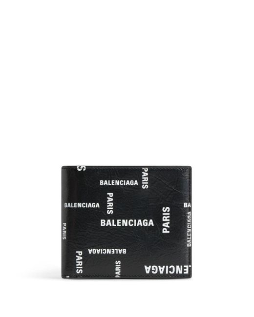Balenciaga Black Logo-print Bi-fold Wallet for men