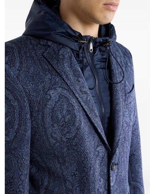 Etro Blue Arnica Motif Jacquard Jacket for men