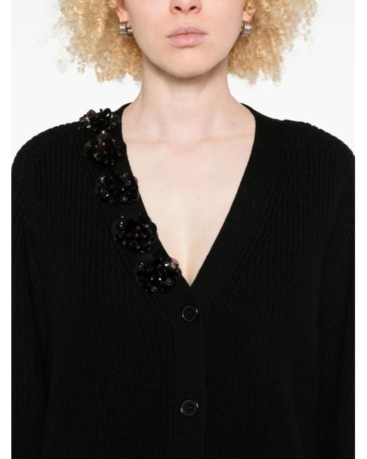 P.A.R.O.S.H. Black Sequin-Embellished Cardigan