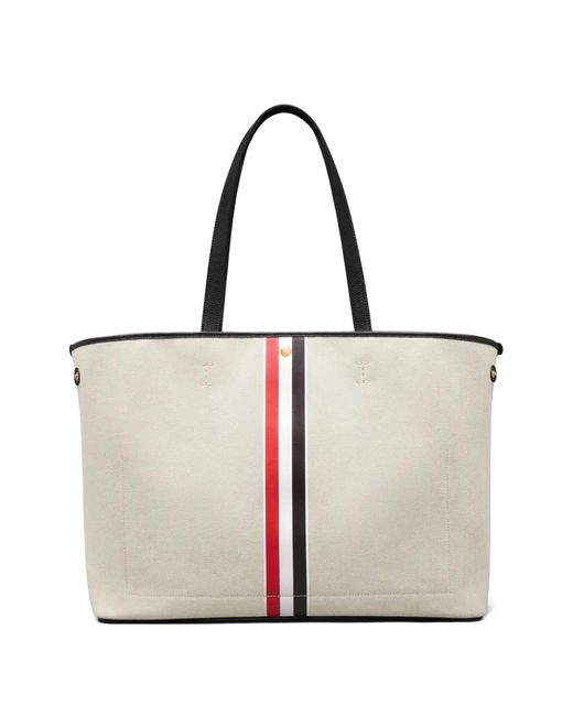 Thom Browne White Canvas Tote Bag for men