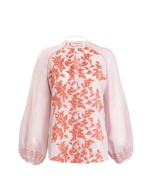 Silvia Tcherassi Pink Molveno Embroidered Blouse