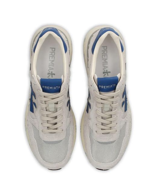 Premiata White Mick Panelled Sneakers for men