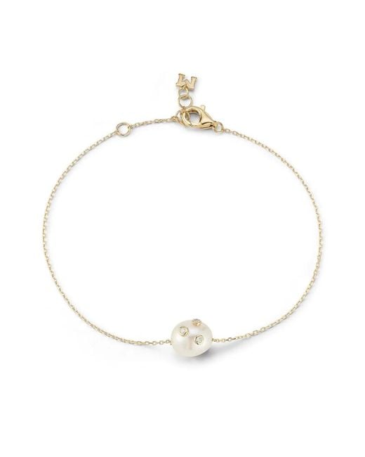 Mateo White 14Kt Baroque Pearl And Diamond Bracelet