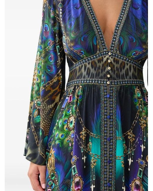 Camilla Blue Kleid mit gerafften Details