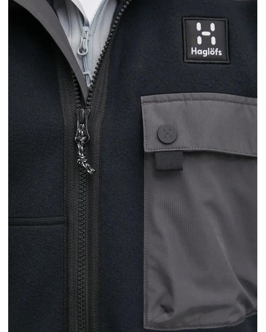 Haglöfs Black Hooded Pocket Sweater for men