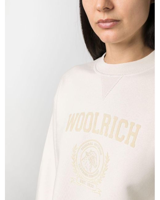 Woolrich White Logo-flocked Sweatshirt