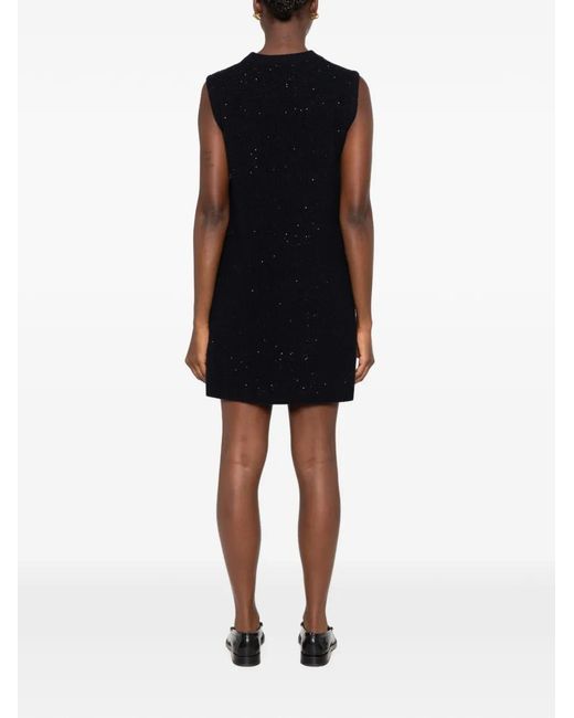Fabiana Filippi Black Sequin-Embellished Knitted Mini Dress