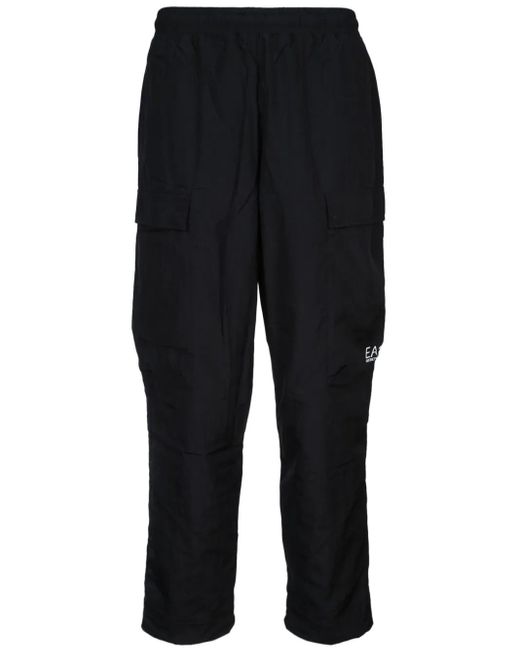 EA7 Black Cargo Track Pants for men