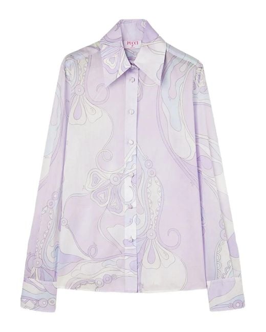 Emilio Pucci Purple Orchidee-Print Cotton Shirt