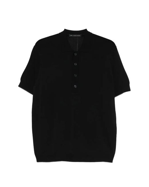 Low Brand Black Fine-Knit Polo Shirt for men