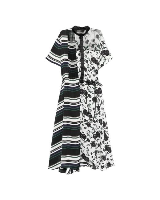 Sacai White Floral-Print Midi Dress