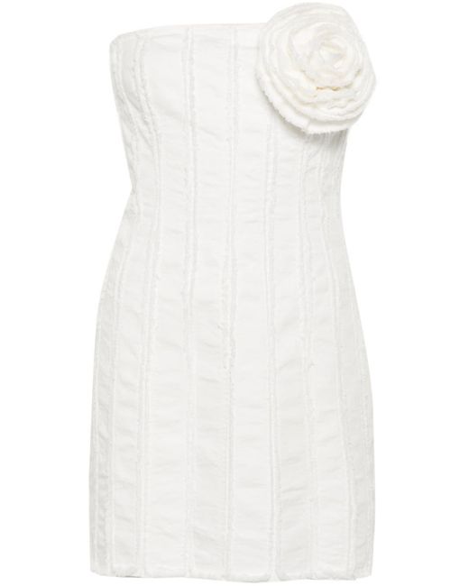 Blumarine White Floral-appliqué Strapless Mini Dress