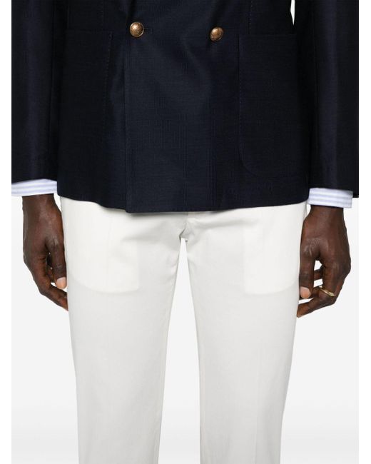 Incotex White Mid-rise Tapered Chinos for men
