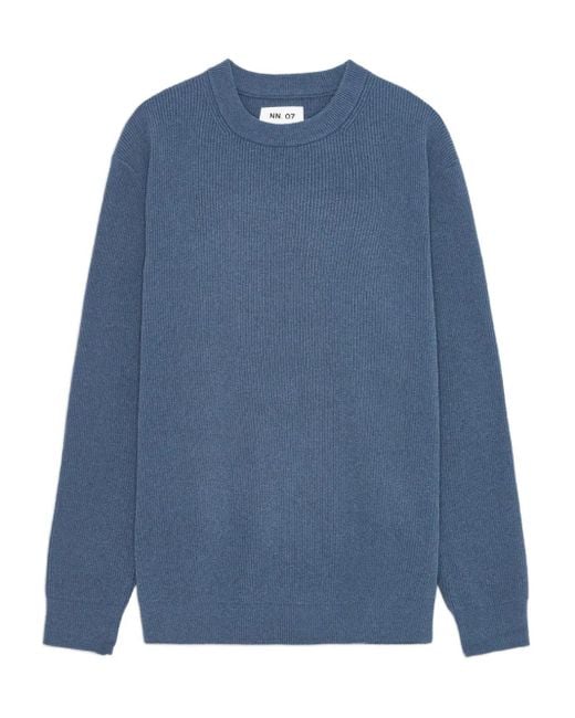 Jersey de canalé con cuello redondo NN07 de hombre de color Blue