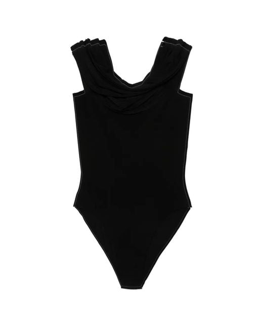 Norma Kamali Black Offshoulder Bodysuit