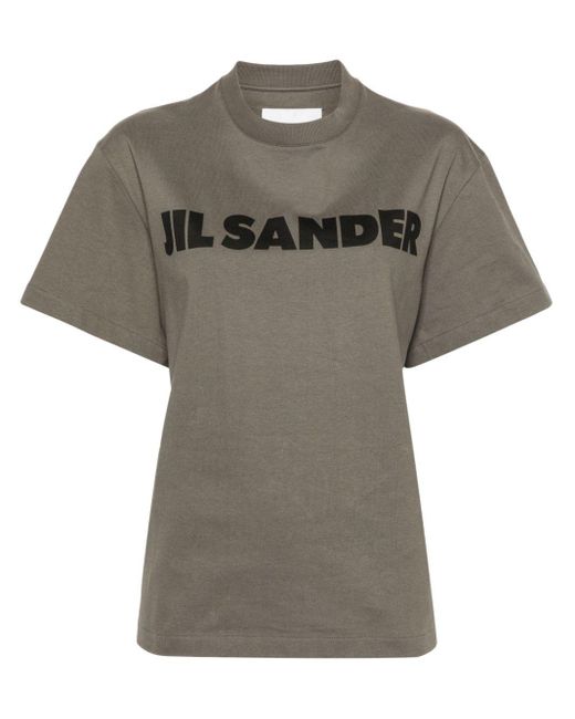 Jil Sander Gray T-Shirt mit Logo-Print
