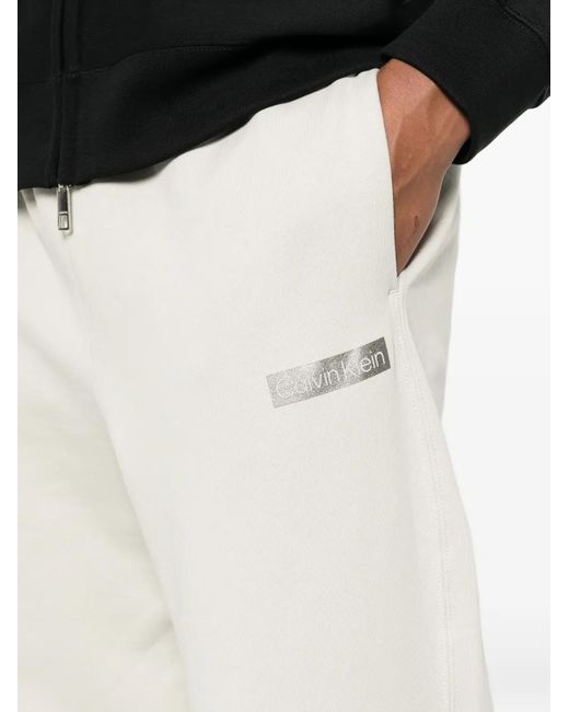 Calvin Klein White Logo-Patch Track Pants for men