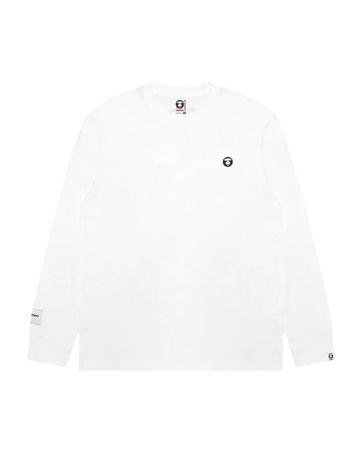Aape By A Bathing Ape White Logo Long-Sleeve T-Shirt for men