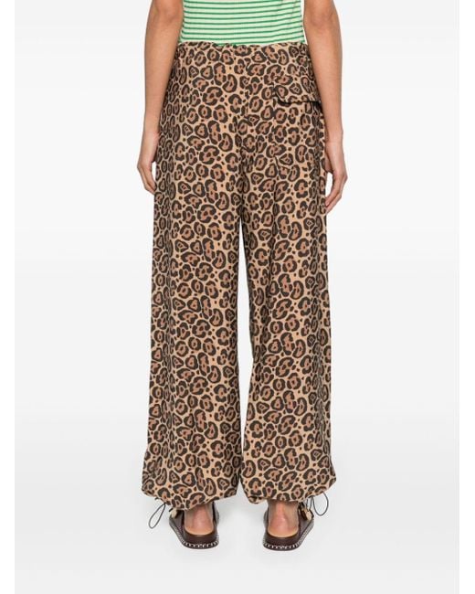 Emporio Armani Natural Leopard-print Tapered Trousers