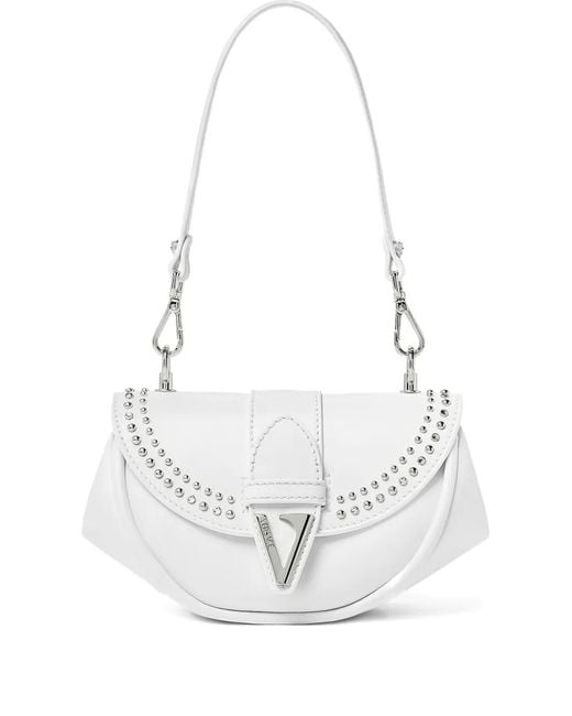 Versace White Virtus Embellished Small Shoulder Bag
