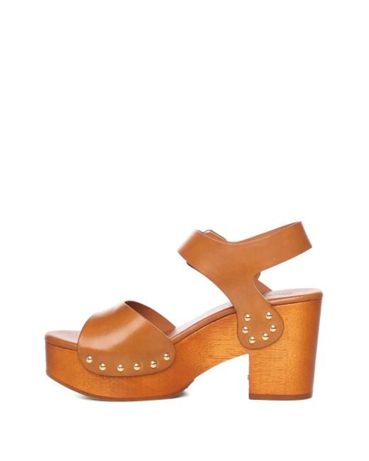 Chloé Brown 80Mm Leather Sandals