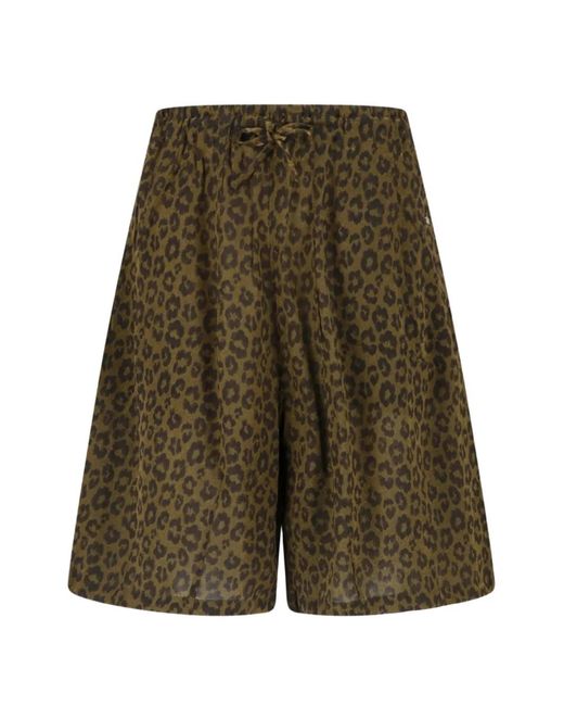 Needles Green Leopard Print Shorts for men