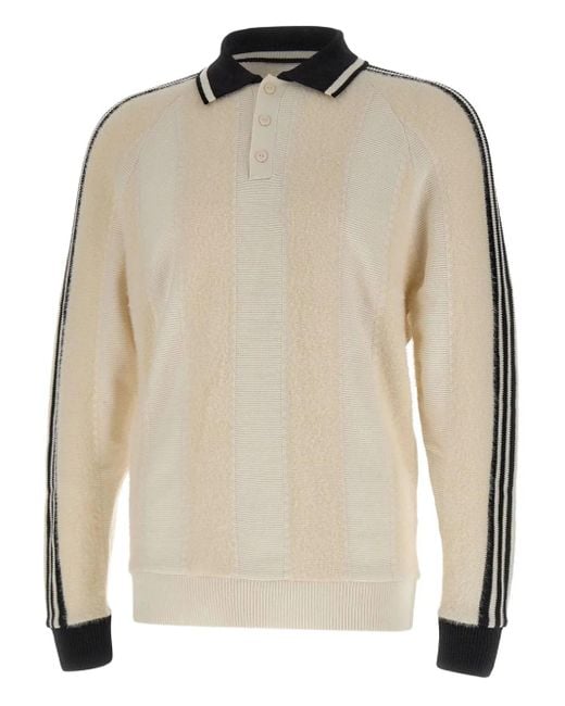 Adidas Natural Polo-Neck Stripe-Detail Sweater for men