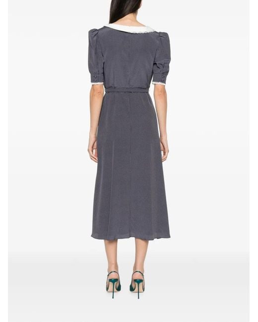 Alessandra Rich Blue Polka-Dot Midi Dress