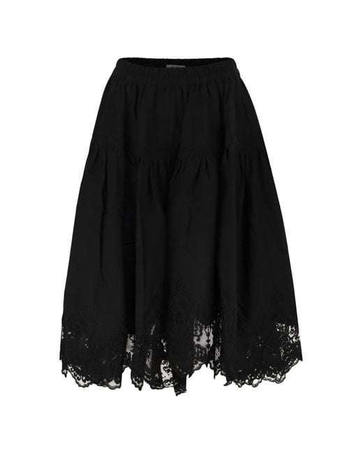 Maurizio Mykonos Black Embroidered Tiered Skirt