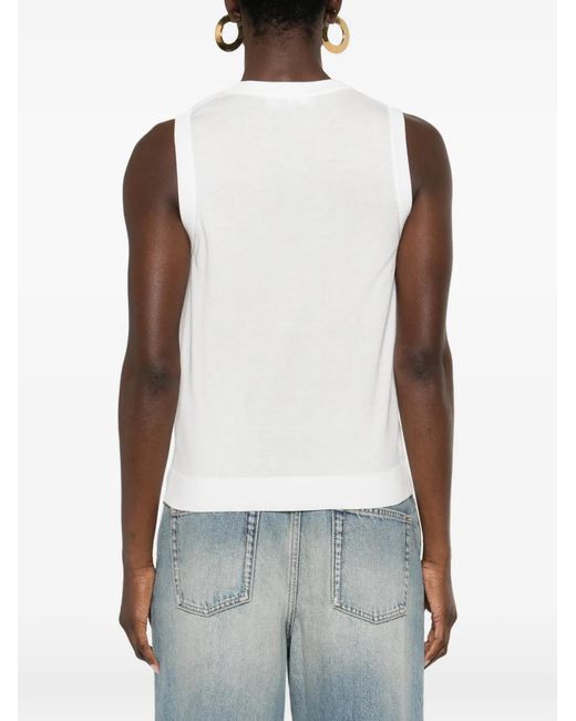 Versace White Lace Knit Top