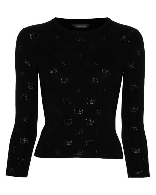 Balenciaga Black Open-Knit Wool Top