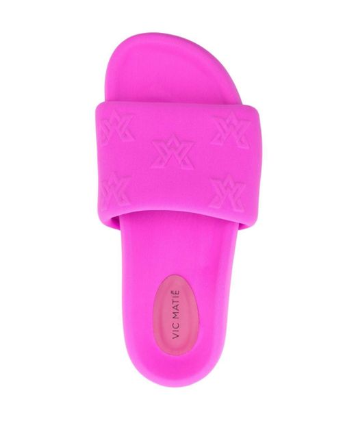 Vic Matié Pink Logo-embossed Padded Sandals