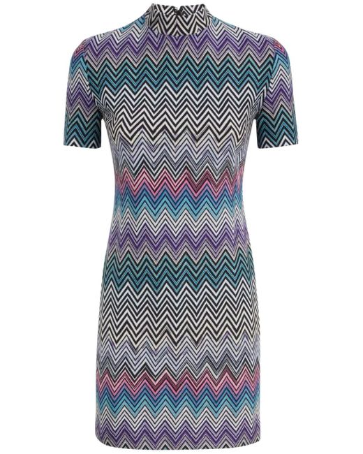 Missoni ジグザグ ショートスリーブ ミニドレス Blue