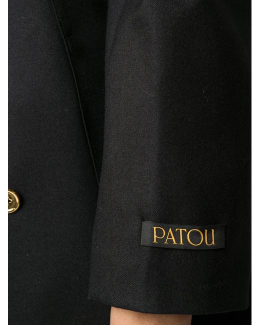 Patou Black Collarless Double-Breasted Blazer