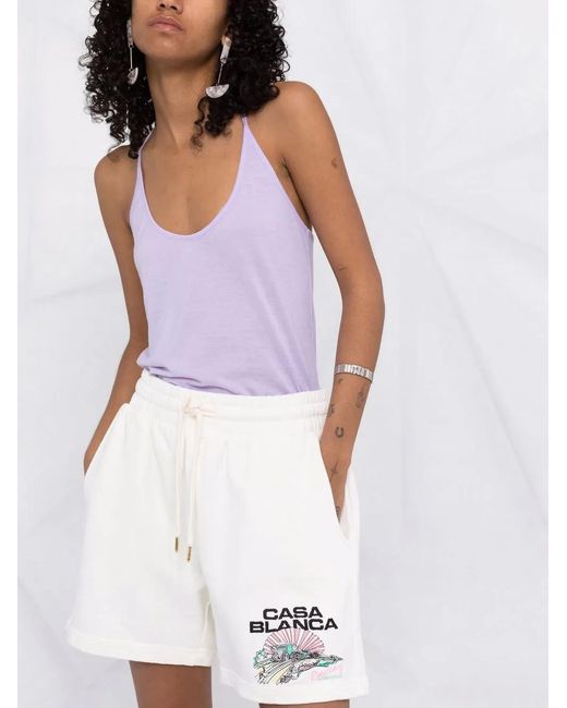Forte_forte Purple Scoop-Neck Spaghetti-Strap Top
