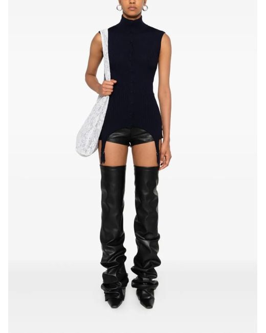 Jean Paul Gaultier Blue Ribbed Sleeveless Top