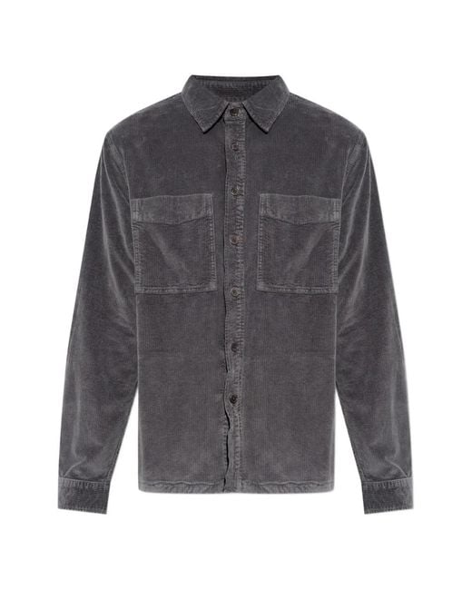 Paul Smith Gray Patch-Pocket Corduroy Shirt for men
