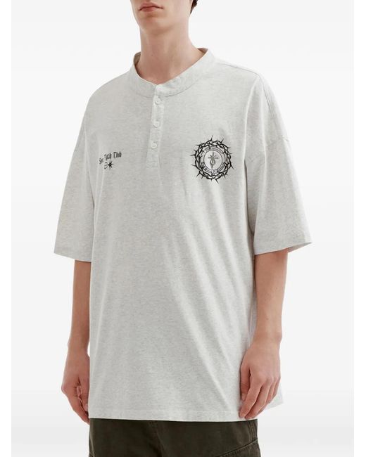 FIVE CM White Button Graphic T-Shirt for men