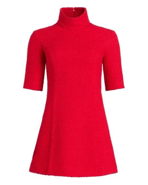 Patou Red High-Neck Tweed Dress