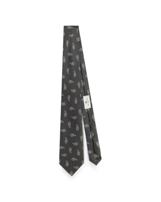 Etro White Paisley-Jacquard Tie for men