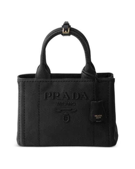 Prada Black Jardinière Small Cotton Canvas Bag