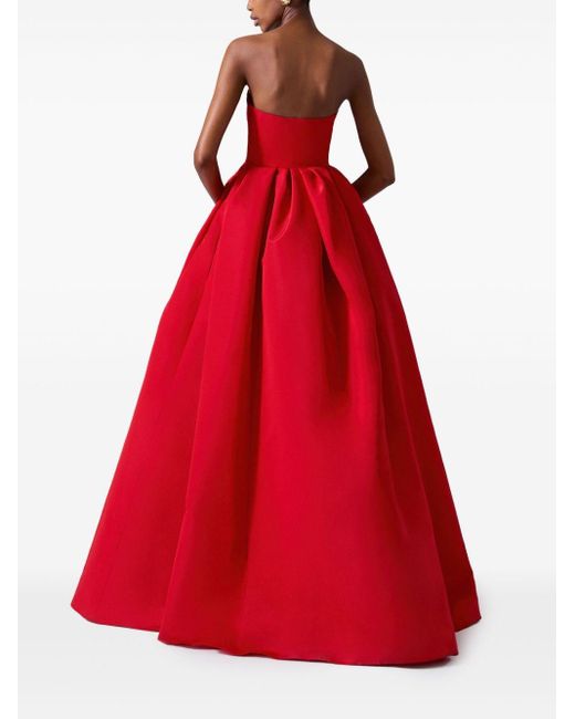Carolina Herrera Strapless Ball Gown in Red | Lyst