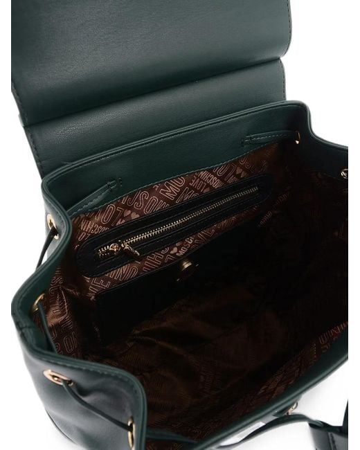 Moschino Blue Quilted Logo-Plaque Backpack