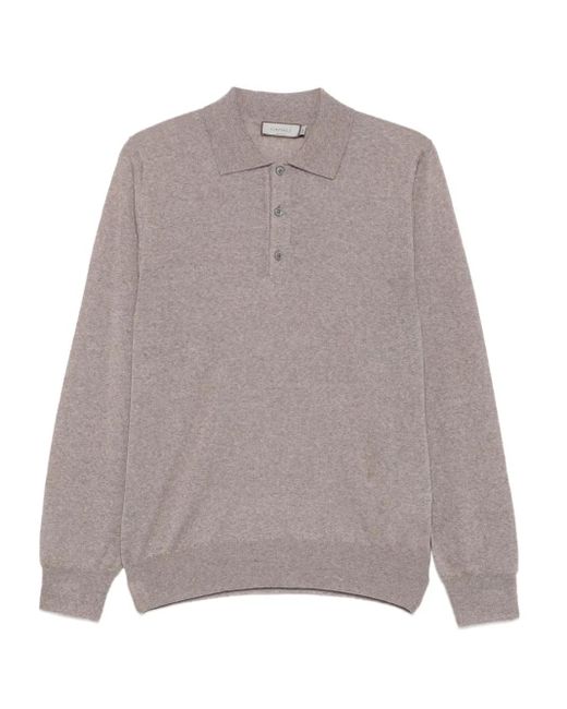 Canali Gebreid Poloshirt in het Gray voor heren