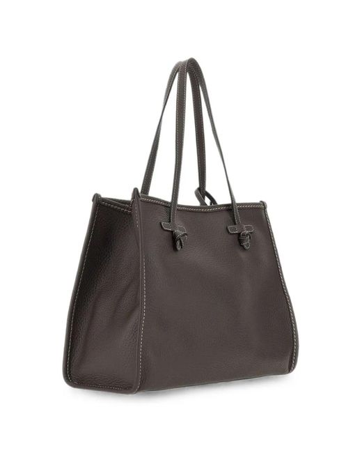 MARCELLA CLUB Black Marcella Knot-Detail Leather Tote Bag