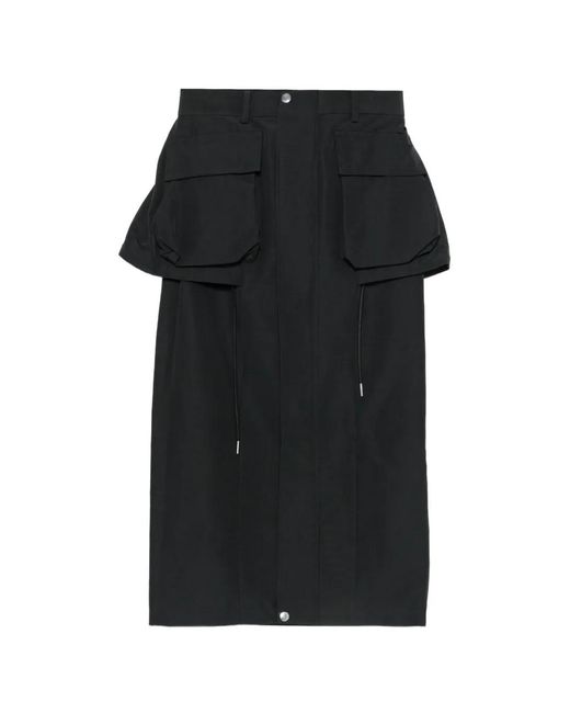 Sacai Black Utility-Pocket Peplum Midi Skirt