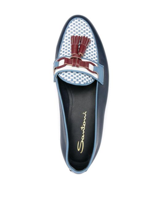 Santoni Blue Andrea Tassel-embellished Loafers