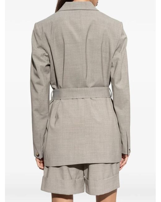 Rag & Bone Gray Double-Breasted Belted Jacket