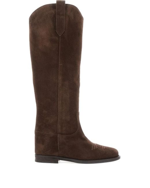 Bottines En Daim À Détails De Coutures Via Roma 15 en coloris Brown